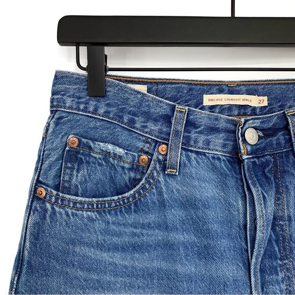 LEVI'S Premium Ribcage Straight Ankle Jean Blue Denim 27 - Picture 3 of 11